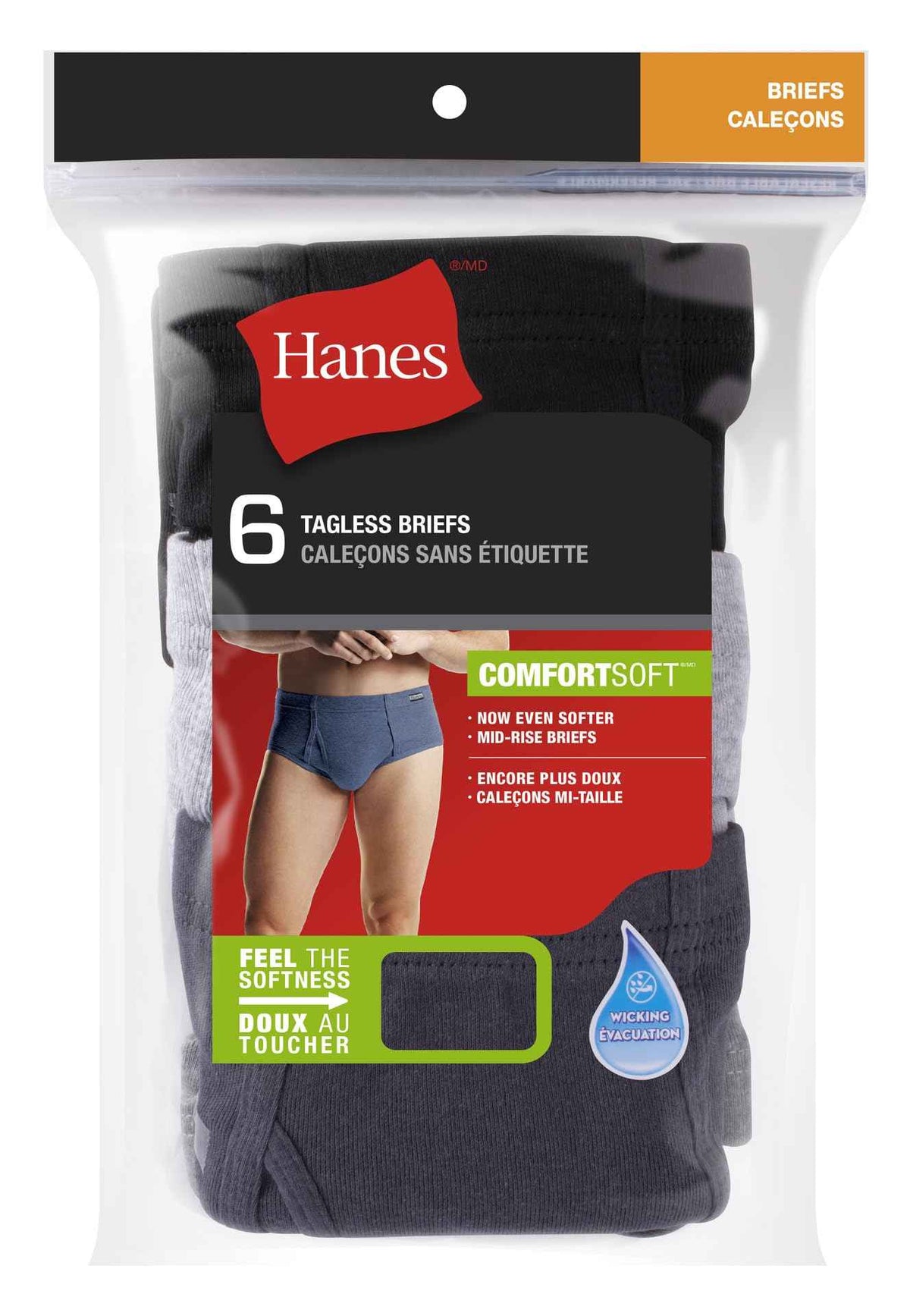 Hanes Men's 6-Pack Comfort Soft FreshIQ Mid-Rise Brief, Assorted, Large 🍁 All In One Marketplace Canada