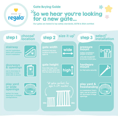 Regalo Easy Fit Plastic Adjustable Extra Wide Baby Gate, Award Winning Brand, 23 Inches Tall, Fits Openings Between 28 to 42 Inches, Pressure Mounted 🍁 All In One Marketplace Canada