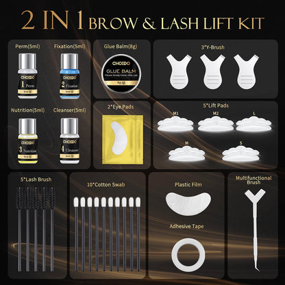 Lash Lift & Brow Lamination Kit 2-in-1, Professional DIY Eyelash Perm for Home Use & Salon, Long-Lasting Curl Effect Up to 8 Weeks - Easy Application 🍁 All In One Marketplace Canada