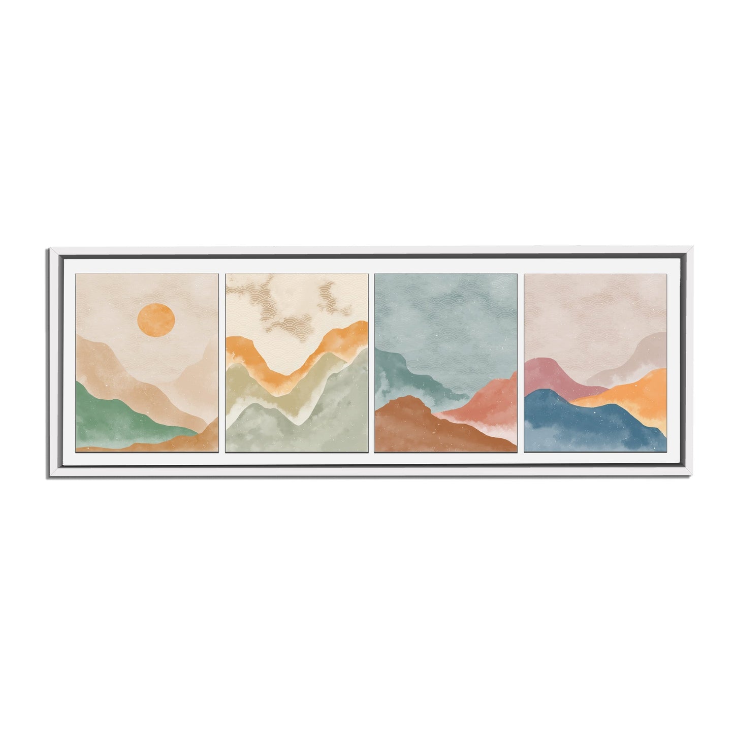 Wandkunst 4-Szenen-Landschaft auf Leinwand - Abstrakt minimalistische Kunst - Große Wanddekoration - RGB Lack