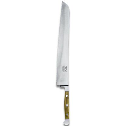 ALPHA OLIVE | Bread Knife Franz Dude 12.5 " Left hand Version| Forged steel / Olive Wood Handle