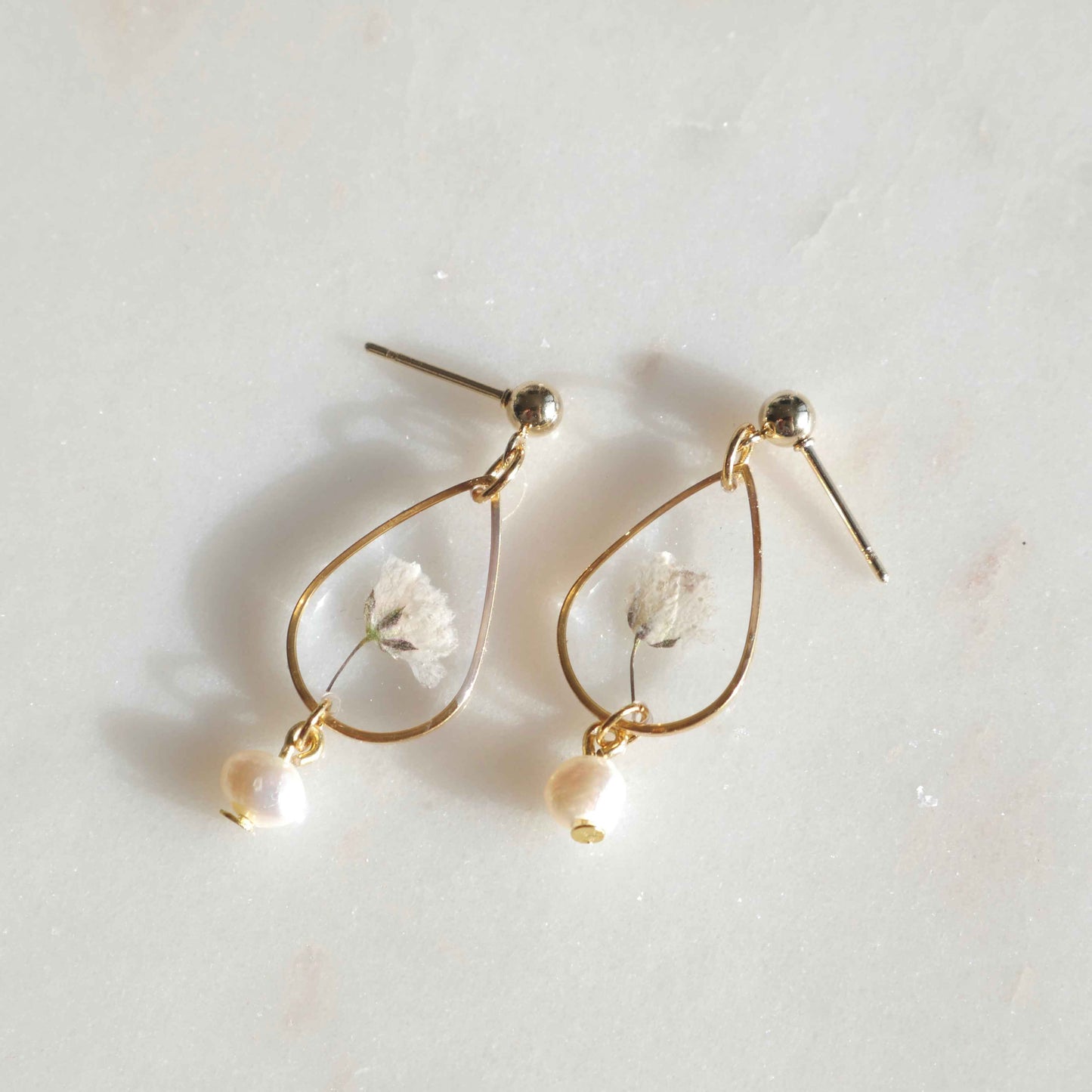 Boucles d’oreilles Perla - gypsophile - goutte (moyen)
