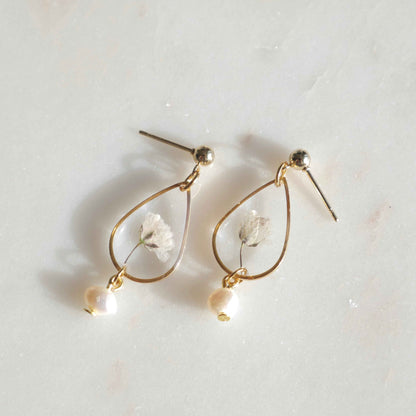 Boucles d’oreilles Perla - gypsophile - goutte (moyen)