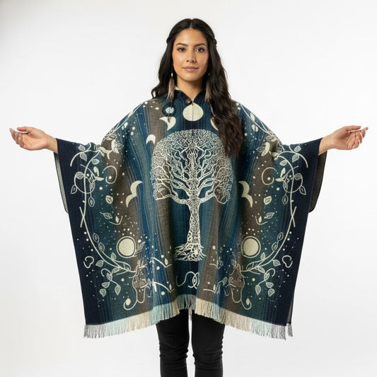 Tree of Life Wool Poncho