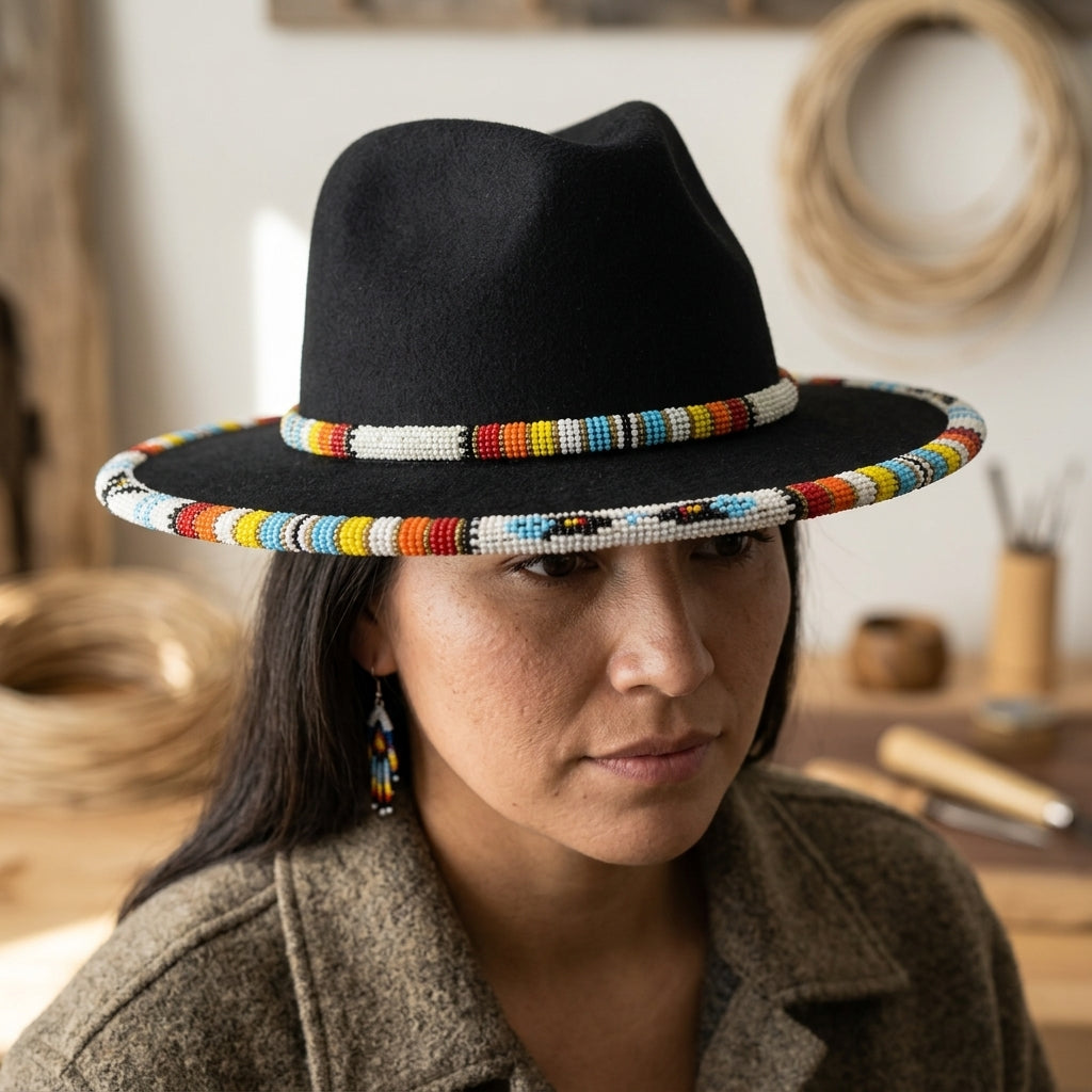 Size-58 Handmade Beaded Hat