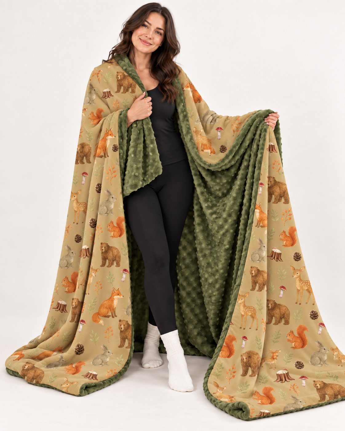 Couverture minky copain des bois 🦊 géante