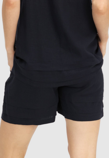 Black Maternity Linen Summer Shorts