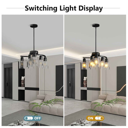 6-Light Modern Farmhouse Black Chandelier (United States Delivery Only)