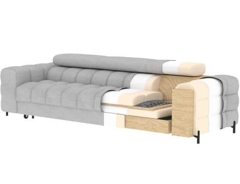 Festello 3 Seater Sleeper Sofa - Light Grey