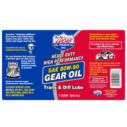 Lucas Oil 10043 SAE 80W-90 Heavy Duty Gear Oil - 1 Quart 🍁 All In One Marketplace Canada