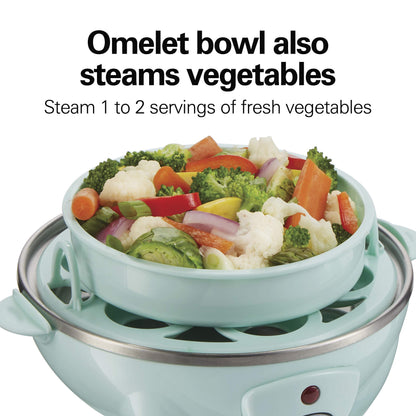 Hamilton Beach 3-in-1 Egg Cooker, Hard-Boiled, Poached, Omelets, 7 Egg Capacity, Teal, 25504G 🍁 All In One Marketplace Canada