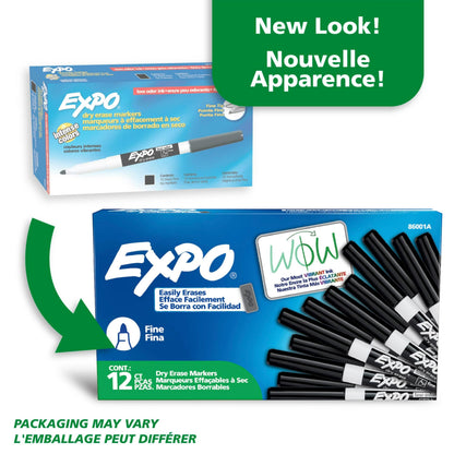 EXPO Dry Erase Markers, Low Odour Ink, Black, Fine Tip, 12 Count 🍁 All In One Marketplace Canada