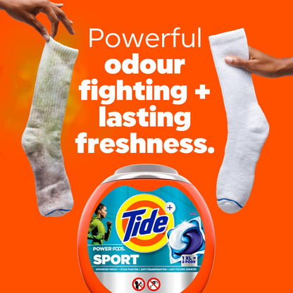 Tide Power Pods Sport Laundry Detergent Pacs, Advanced Sweat + Stain Fighter, 63 Count 🍁 All In One Marketplace Canada