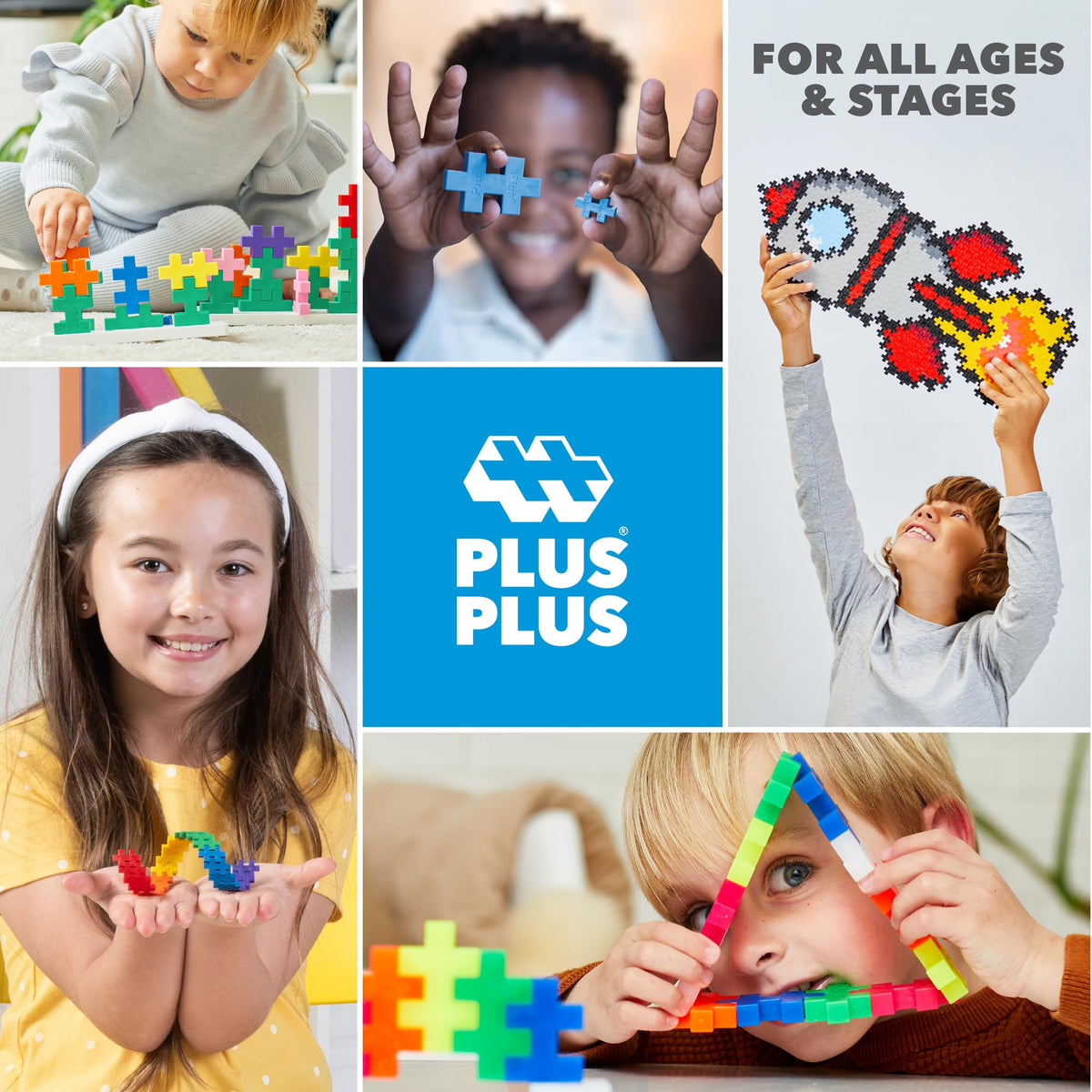 PLUS PLUS - 100 Pcs 30 x 50 mm Big Basic Colors Mix Building Blocks 🍁 All In One Marketplace Canada