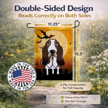 Caroline's Treasures BB1801GF Halloween Basset Hound Garden Size Flag, Small, Multicolor