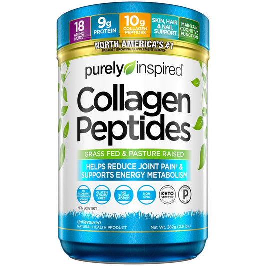 Purely Inspired Collagen Peptides Powder for Women & Men (Unflavoured) - Paleo & Keto-Friendly Supplement for Healthy Skin & Hair - Grass-Fed & Pasture Raised - 282g, 28 Servings (Pack of 1) 🍁 All In One Marketplace Canada