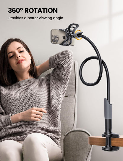 Phone Holder Bed Gooseneck Mount - Lamicall Cell Phone Stand Clamp Clip for Desk, Flexible Lazy Long Arm Headboard Bedside for iPhone 13 14 15 16 17 Pro Max Mini Plus, S24 S25 Ultra, 4-7" Smartphones 🍁 All In One Marketplace Canada