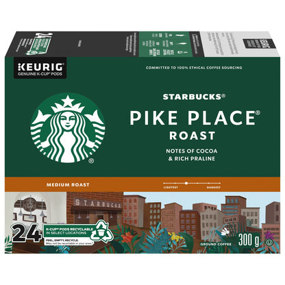 Starbucks Pike Place Medium Roast K-Cups, Single Serve Keurig Compatible Coffee Pods for Keurig Brewers - 24 Capsules 🍁 All In One Marketplace Canada