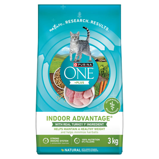 Purina ONE +Plus Dry Cat Food, Indoor Advantage Turkey - 3 kg Bag 🍁 All In One Marketplace Canada