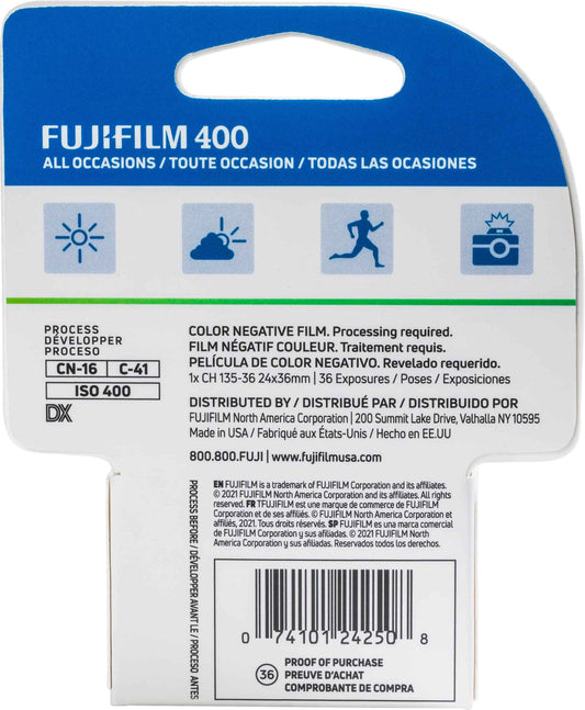 FUJIFILM 600022184 ISO 400 36EX1CD 36-Exposure Color Negative Film for 35mm Cameras (Single Roll) 🍁 All In One Marketplace Canada