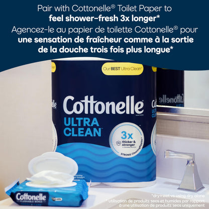 Flushable Wet Wipes; Cottonelle FreshCare; Biodegradable & Septic Safe; 8 Flip-Top Packs of 42 (336 Wipes) 🍁 All In One Marketplace Canada
