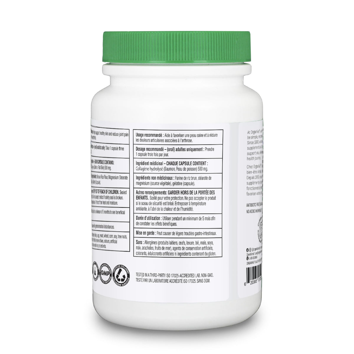 Organika Canadian-Made Marine Collagen Capsules - Salmon Collagen Peptides- Skin, Hair, and Nail Support - Premium Sourcing - 90 caps 🍁 All In One Marketplace Canada
