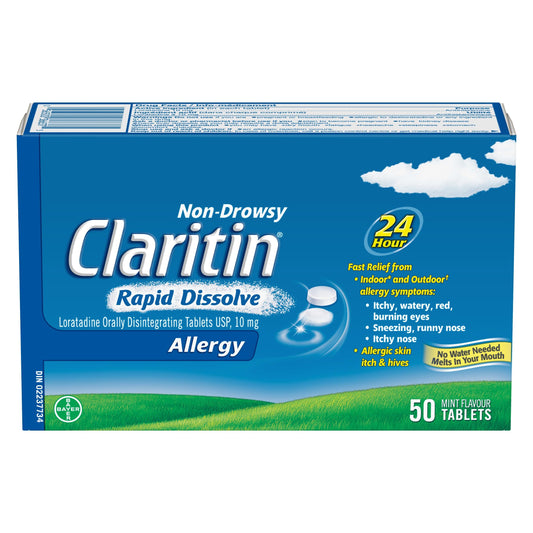 Claritin Rapid Dissolve Allergy Medicine, 24-Hour Non-Drowsy Relief 10 mg, 50 Tablets 🍁 All In One Marketplace Canada