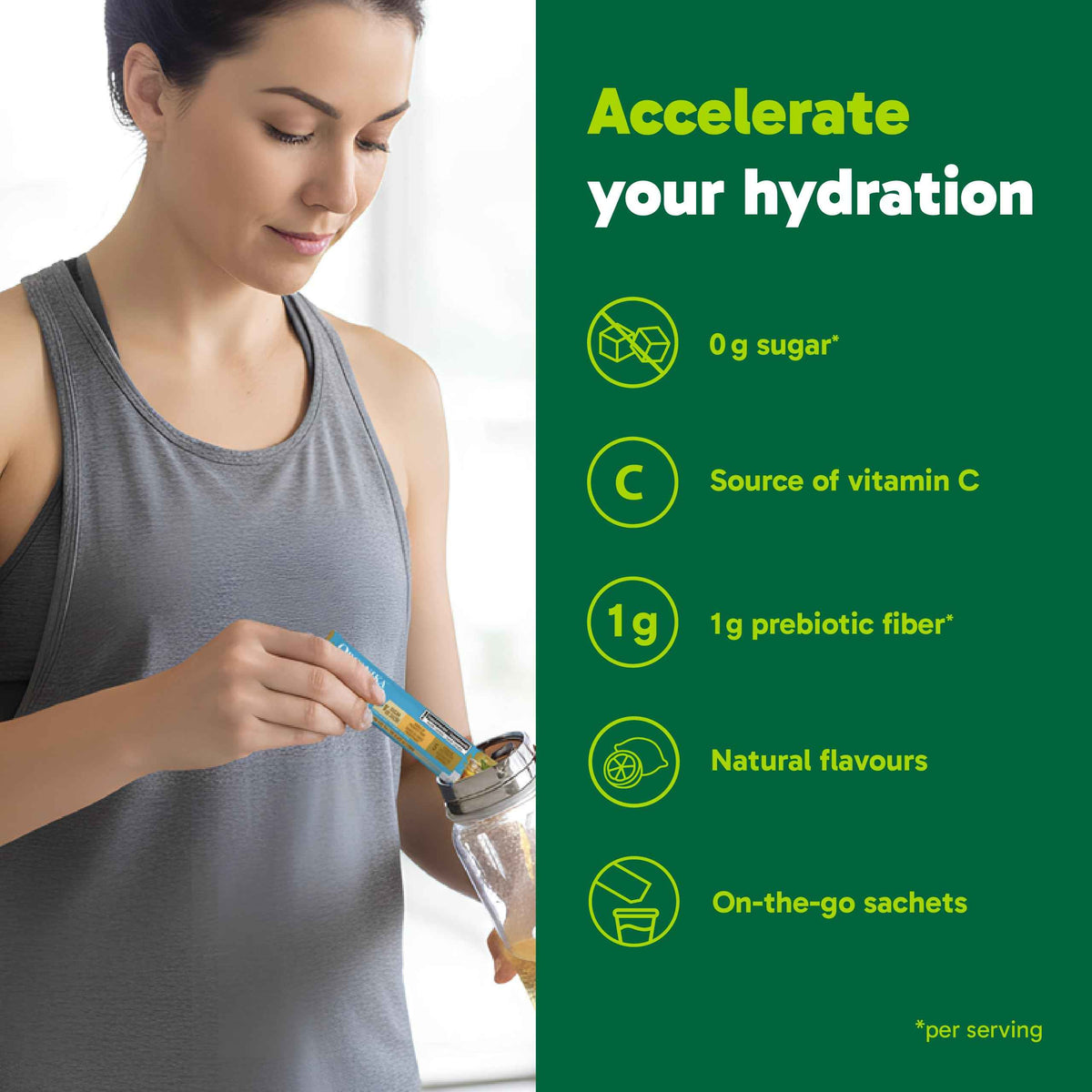 Organika Canadian-Made Electrolytes Powder with Vitamin C & Prebiotic Fibre - Sugar-Free Hydration Drink Mix - Lemon Iced Tea - 20 Single-Serve Sachets x 3.5g 🍁 All In One Marketplace Canada