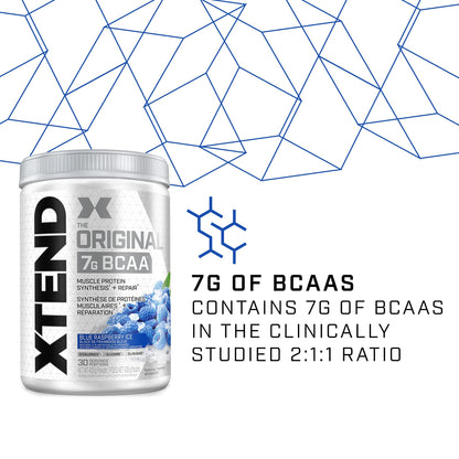 Scivation XTEND Original BCAA Powder | Sugar Free Post Workout Muscle Recovery Drink with Amino Acids | 7g BCAAs for Men & Women | 30 Servings, Blue Raspberry Ice 🍁 All In One Marketplace Canada