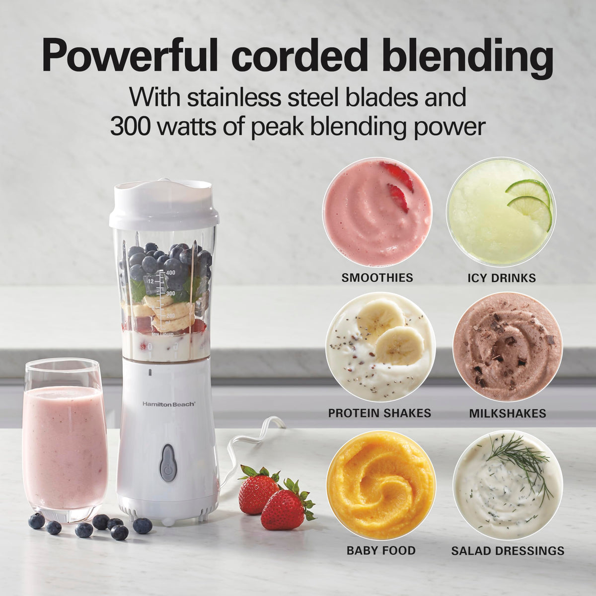 Hamilton Beach 51101V Personal Blender with Travel Lid, White 🍁 All In One Marketplace Canada