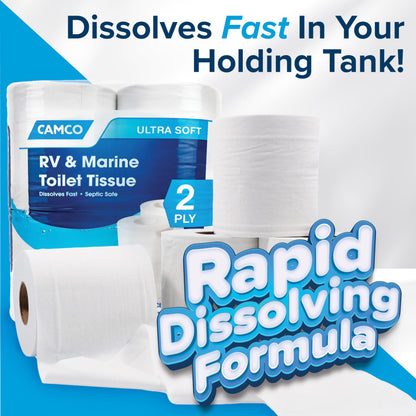 Camco Camper/RV Toilet Paper — 2-Ply — Septic Safe — Dissolves Fast — Dye & Fragrance Free — 16-Rolls (500 Sheets Per Roll) (40282) 🍁 All In One Marketplace Canada