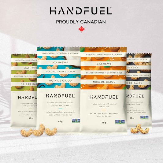 Handfuel 12 Pack Variety Flavoured Cashews, 4 Flavours - 3 x 40g of Each 🍁 All In One Marketplace Canada