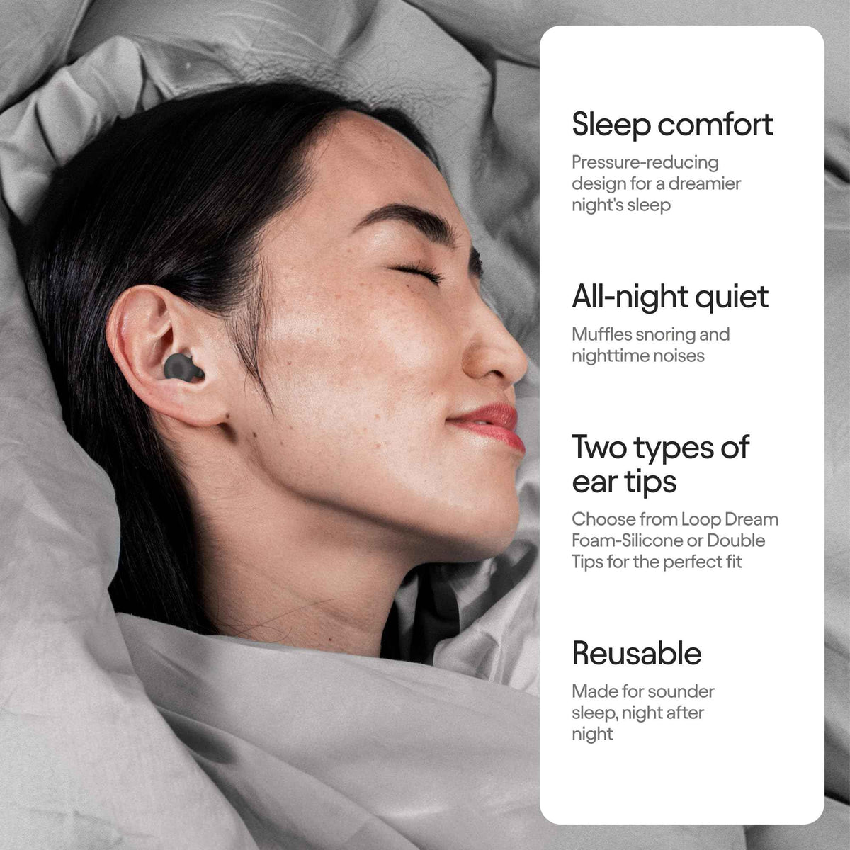 Loop Dream – Silicone/Memory Foam Earplugs for Sleep Comfort | Comfortable Ear Plugs for Muffling Snoring & Sleeping | Customized Fit | 27dB (SNR) Noise Reduction 🍁 All In One Marketplace Canada