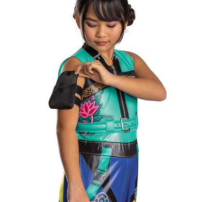 K-Pop Demon Hunters Zoey Costume, Official Halloween Jumpsuit and Arm Accessory Outfit, Kids Size (7-8)