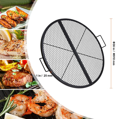 VEVOR X-Marks Fire Pit Grill Grate, Foldable Round Cooking Grate, Heavy Duty Steel Campfire BBQ Grill Grid with Handle and Support X Wire, Portable Camping Cookware for Outside Party, 36 Inch Black 🍁 All In One Marketplace Canada