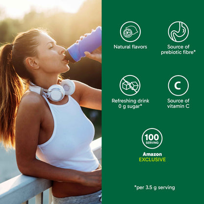Organika Canadian-Made Electrolytes Powder with Vitamin C & Prebiotic Fibre - Sugar-Free Hydration Drink Mix - Classic Lemonade - 350 g - 100 servings 🍁 All In One Marketplace Canada
