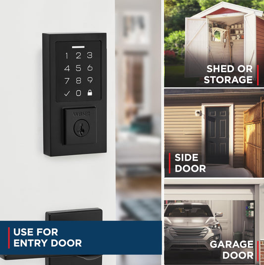 Weiser SmartCode Matte Black Keyless Entry Door Lock/Deadbolt Lock, 10-Button Touchpad Door Lock with Backlit Keypad, Up to 50 User Codes, Electronic Door Locks for Front Door, Modern Home Décor 🍁 All In One Marketplace Canada