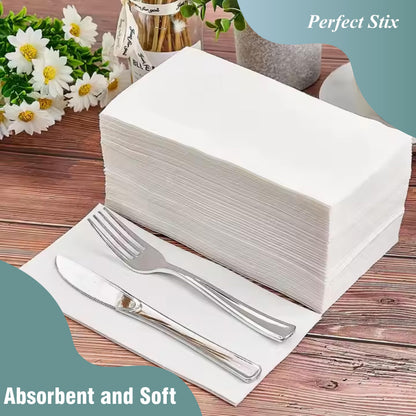 Perfect Stix White Dinner Napkin-300 2-Ply White Dinner Napkins, 0.1" Height, 17" width, 15" Length (Pack of 300) 🍁 All In One Marketplace Canada