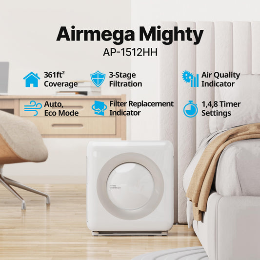 Coway Airmega AP-1512HH(W) True HEPA Purifier with Air Quality Monitoring, Auto, Timer, Filter Indicator, and Eco Mode, 16.8 x 18.3 x 9.7, White 🍁 All In One Marketplace Canada