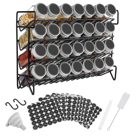 Vtopmart Spice Rack Organizer for Cabinet, 4 Tier Spice Organizer with 28 Empty Spice Jars and 432 Blank Labels, Seasoning Organization for Countertop, Cabinet, Kitchen, Pantry, Cupboard 🍁 All In One Marketplace Canada
