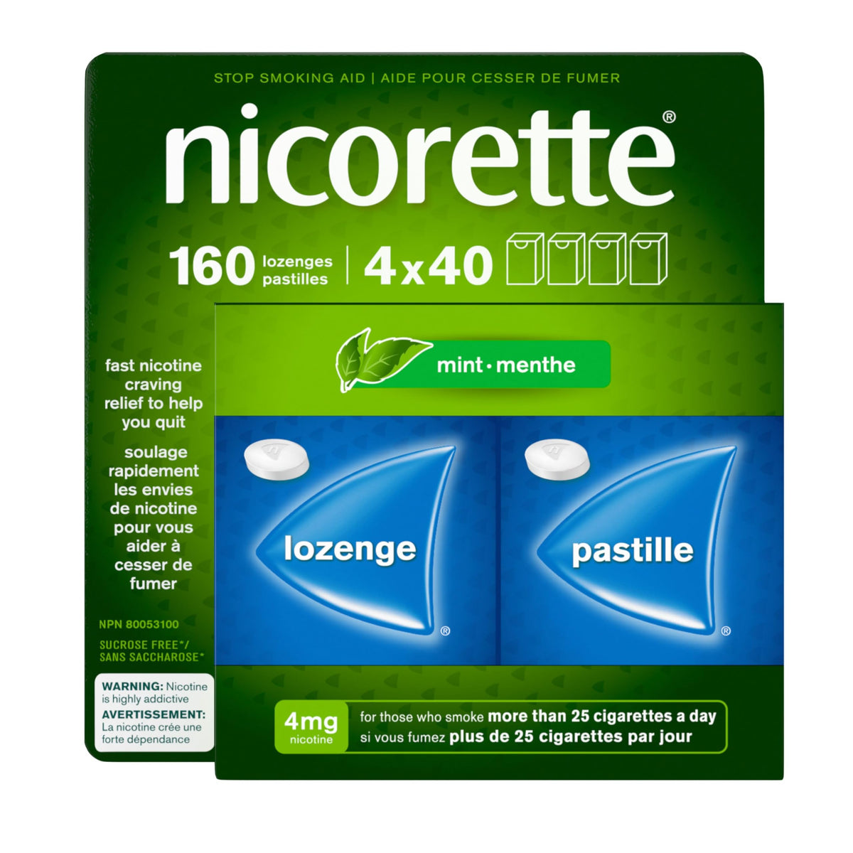 Nicorette 4mg Mint Nicotine Lozenges – Quit Smoking Aid, 160 Count 🍁 All In One Marketplace Canada