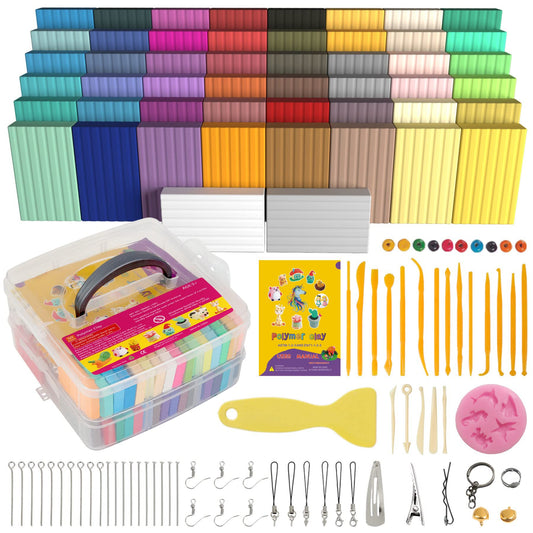 Polymer Clay 50 Colors, Modeling Clay for Kids DIY Starter Kits, Oven Baked Model Clay, Non-Sticky Molding Clays with Sculpting Tools, Gift for Children and Artists 🍁 All In One Marketplace Canada