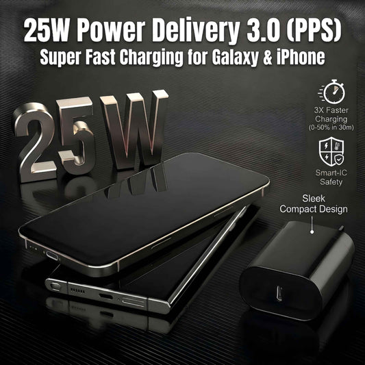 TT&C 25W Charger for Android, Super Fast Charging USB C Block & Type C Charge Cable Cord (6ft & 10ft) Compatible with Samsung Galaxy S26, S25, S24 Plus, S23, S22 & for iPhone 17/16/15- Black 2-Pack 🍁 All In One Marketplace Canada
