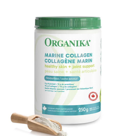 Organika Marine Collagen Powder – 10g Total Serving for Hair, Skin & Nails – Hydrolyzed Collagen Peptides Type 1 from Wild-Caught Fish, Tasteless, Canadian-Made – 250g 🍁 All In One Marketplace Canada