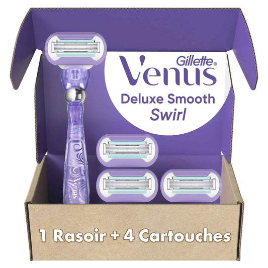 Gillette Razor for Women, Venus Razors Extra Smooth Contour, 5-Blade Cartridges, 1 Handle + 4 Refills + Pivoting Head + Shower Holder 🍁 All In One Marketplace Canada