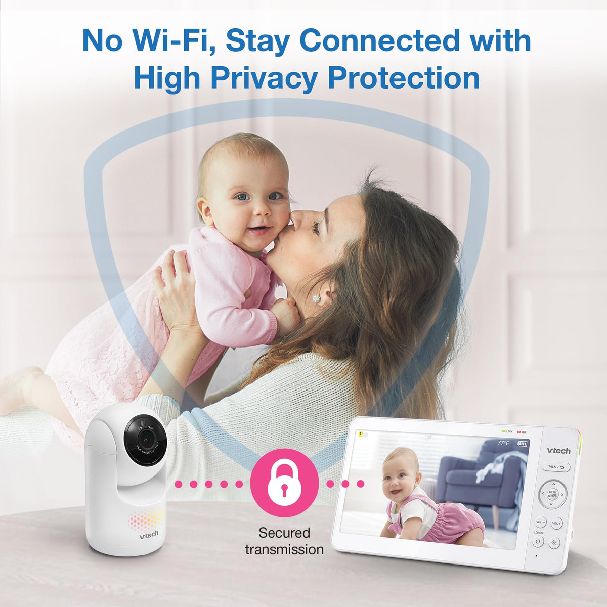 VTech Advanced HQ Max 7" Digital Video Baby Monitor with Pan-Tilt-Zoom, Night Light, Long Range, 2-WayTalk, Display, and Lullabies, No WiFi, White 🍁 All In One Marketplace Canada