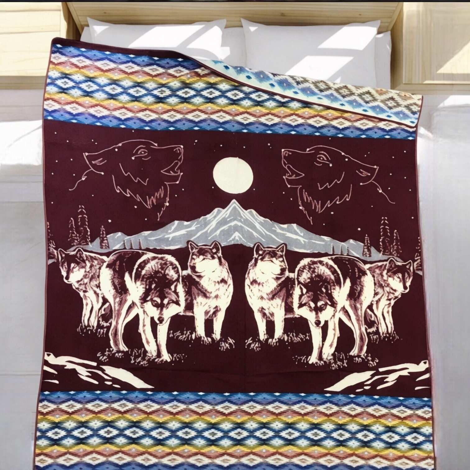 OLDTRIBES™ Wolf Pack Reversible Alpaca Blanket
