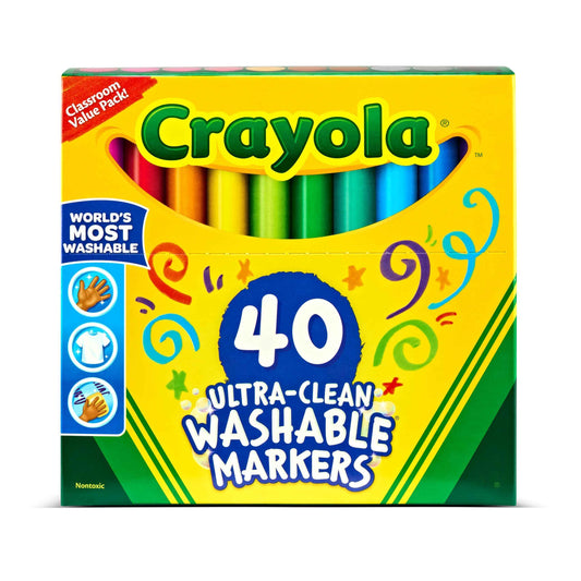 Crayola Ultra Clean Washable Markers, Broad Line Markers, Gifts, 40 Classic Colors 🍁 All In One Marketplace Canada