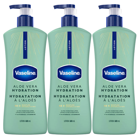Vaseline Intensive Care Aloe Vera Hydration Body Lotion for Dry Skin with 48H Moisture + Ultra hydrating lipids, 600 ml (3-pack) 🍁 All In One Marketplace Canada