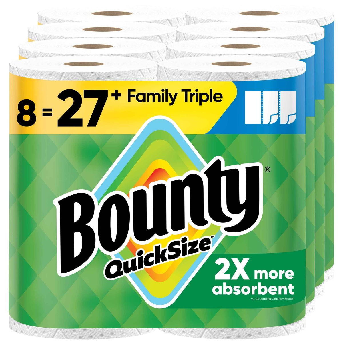 Bounty Paper Towels Quick-Size, White, 8 Family Triple Rolls = 27 Regular Rolls 🍁 All In One Marketplace Canada